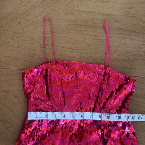 Zara Pink & Red Horizontal Striped Sequin Mini Dress Size XS - Picture 12 of 16